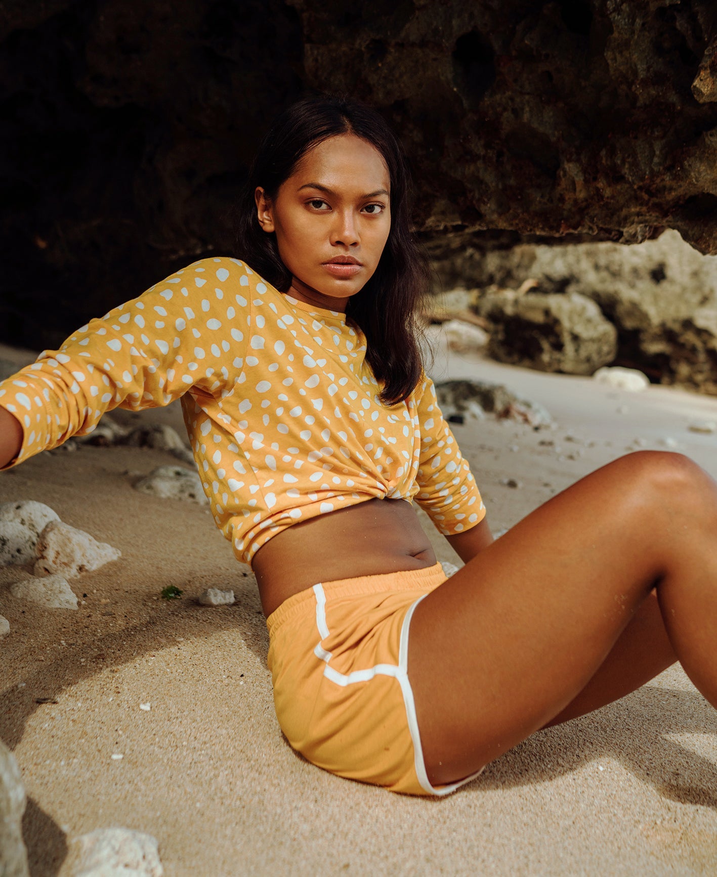 Girl Seaside Runner Recycled Shorts in Sunflower Yellow