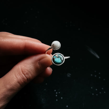Earth and Moon Bypass Ring with Natural Stones