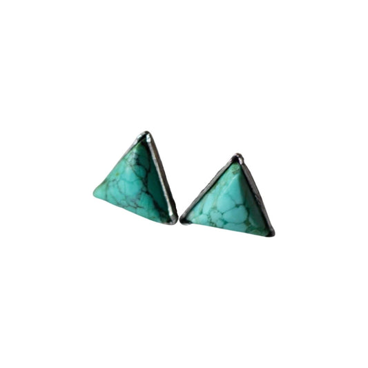 Mountains of Earth Tiny Triangle Turquoise Stud Earrings
