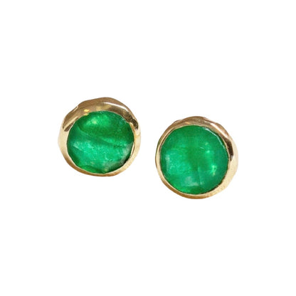 Emerald Silver or Gold Stud Earrings