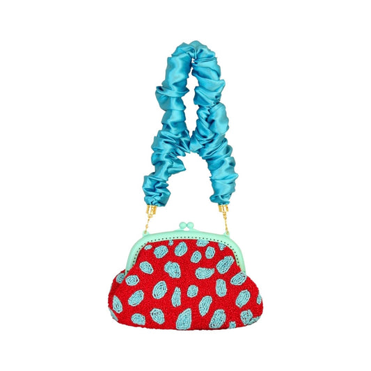 Arnoldi Hand-Beaded Clutch Bag In Red & Turquoise