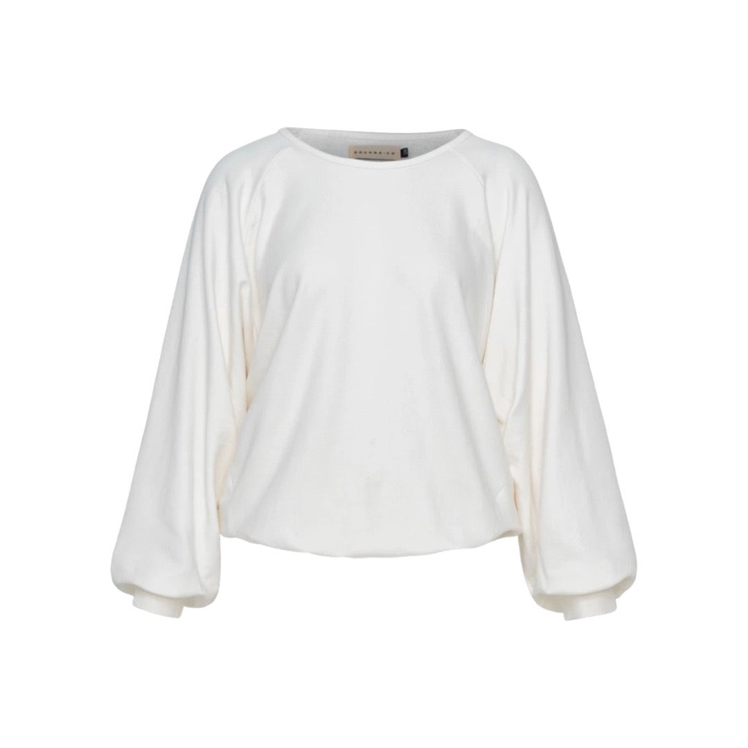 Haley Bamboo Fleece Sweater in Off White