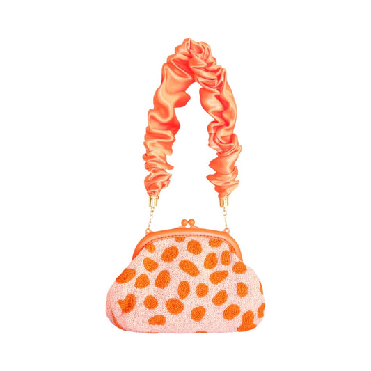 Arnoldi Hand-beaded Clutch Bag In Orange & Peach