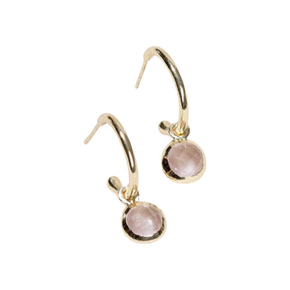 Rose Quartz Golden Hoop Earrings