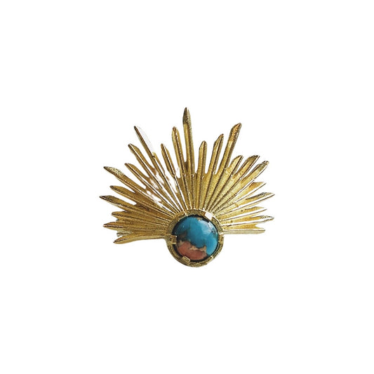 Sun Goddess Ring with Copper Oyster Turquoise
