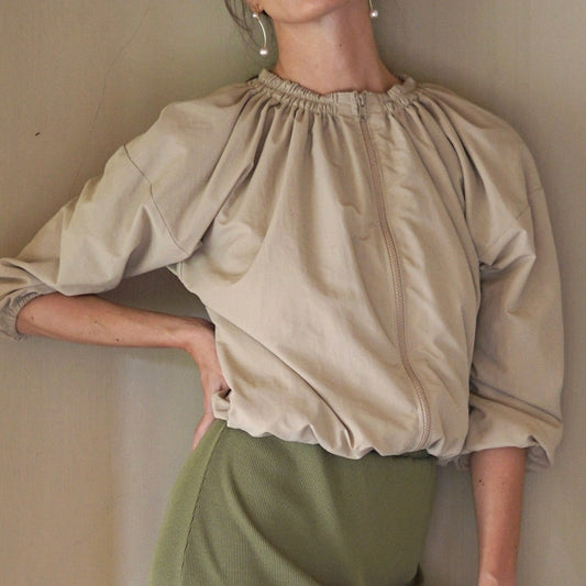 Norma Recycled Ruffle Jacket in Beige