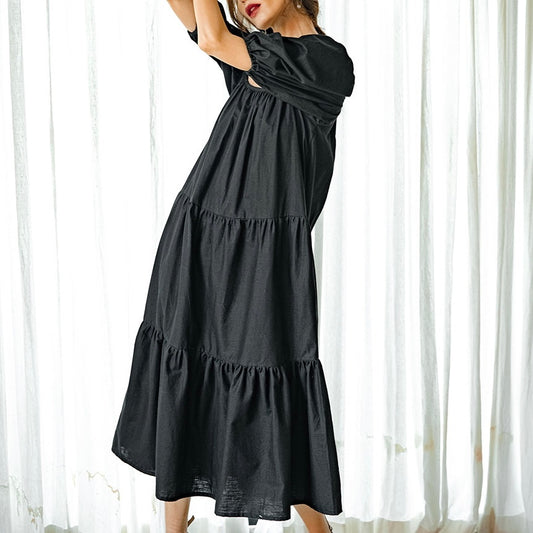 Rosemary Cotton Prairie Dress in Black