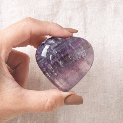 Purple Rainbow Fluorite Heart