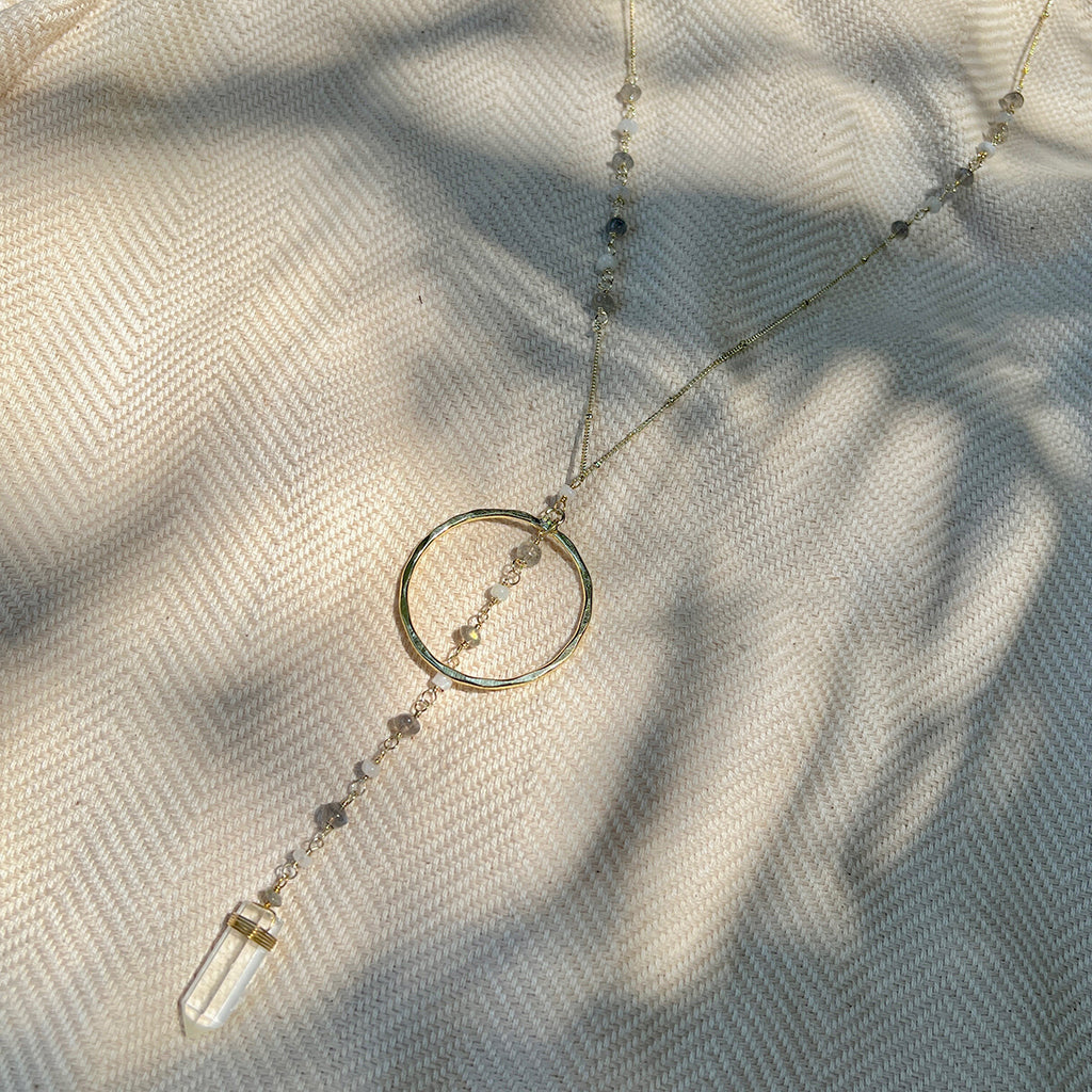 Crystal Halo Y Necklace