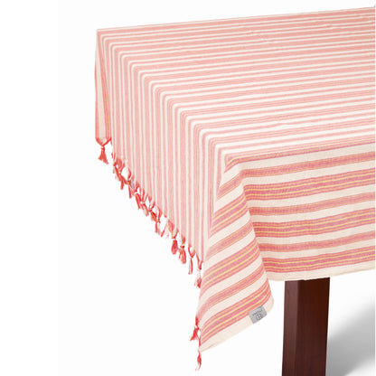 Andana Striped Tablecloth Set in Magenta