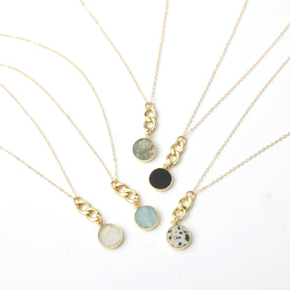 Cuban Chain Linked Gemstone Necklace