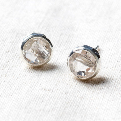 Herkimer Diamond Silver or Gold Stud Earrings