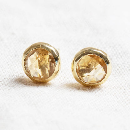 Citrine Silver or Gold Stud Earrings
