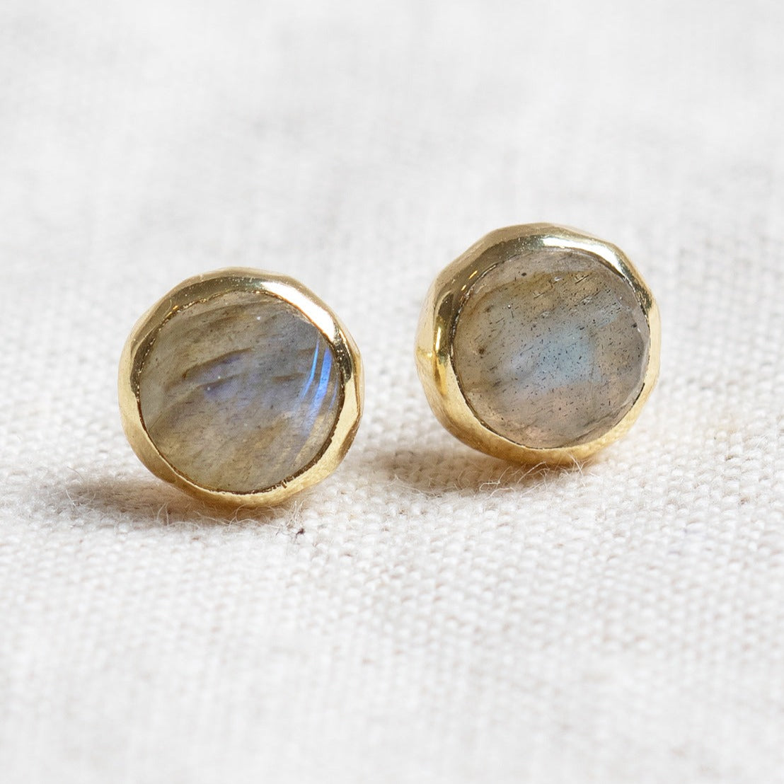 Labradorite Silver or Gold Stud Earrings