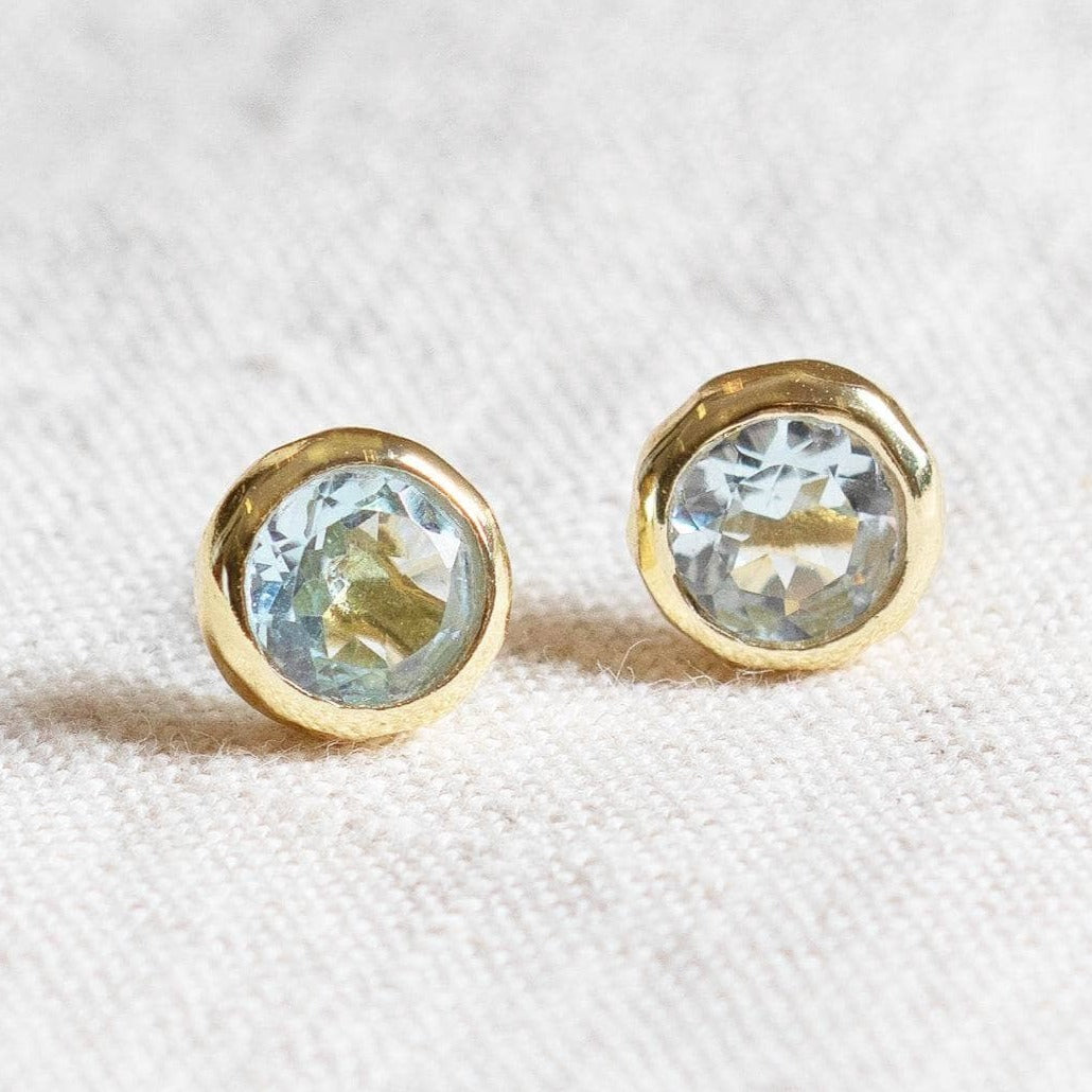 Blue Topaz Silver or Gold Stud Earrings